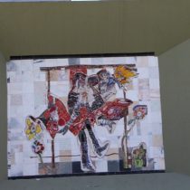 Beso robado en primavera, 2007
Mosaico bizantino sobre mármol
4 x 3 m
Paseo de Santa Lucía
Monterrey, Nuevo León
Archivo CENIDIAP/INBA