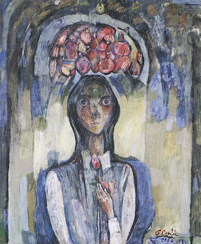 Mujer con lámpara, 2006 Óleo sobre tela 80 x 90 cm 