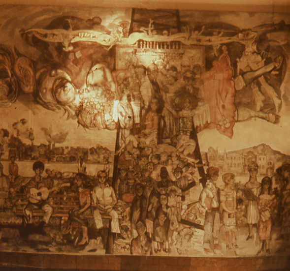 Oro negro o Retrato de una sociedad, 1980 (Vista general)
Acrílico sobre lona
Colegio Civil, Universidad Autónoma de Nuevo León, Monterrey
Archivo Muralismo Cenidiap/INBA