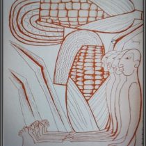 Tamiji Kitagawa, El hombre de maíz, Ilustración para el Pool Vuh, libro sagrado de los Mayas.