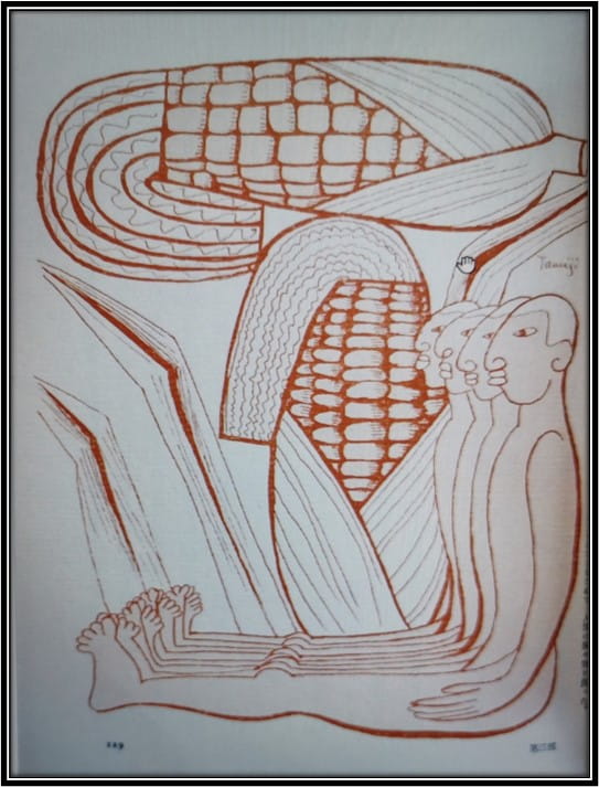 Tamiji Kitagawa, El hombre de maíz, Ilustración para el Pool Vuh, libro sagrado de los Mayas.